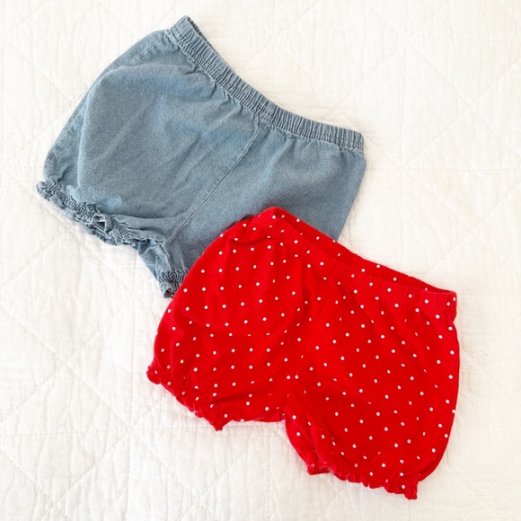 Carter's Other - CARTER’S Baby Girl 2 Bloomers Chambray red White Polka Dots 18 Months